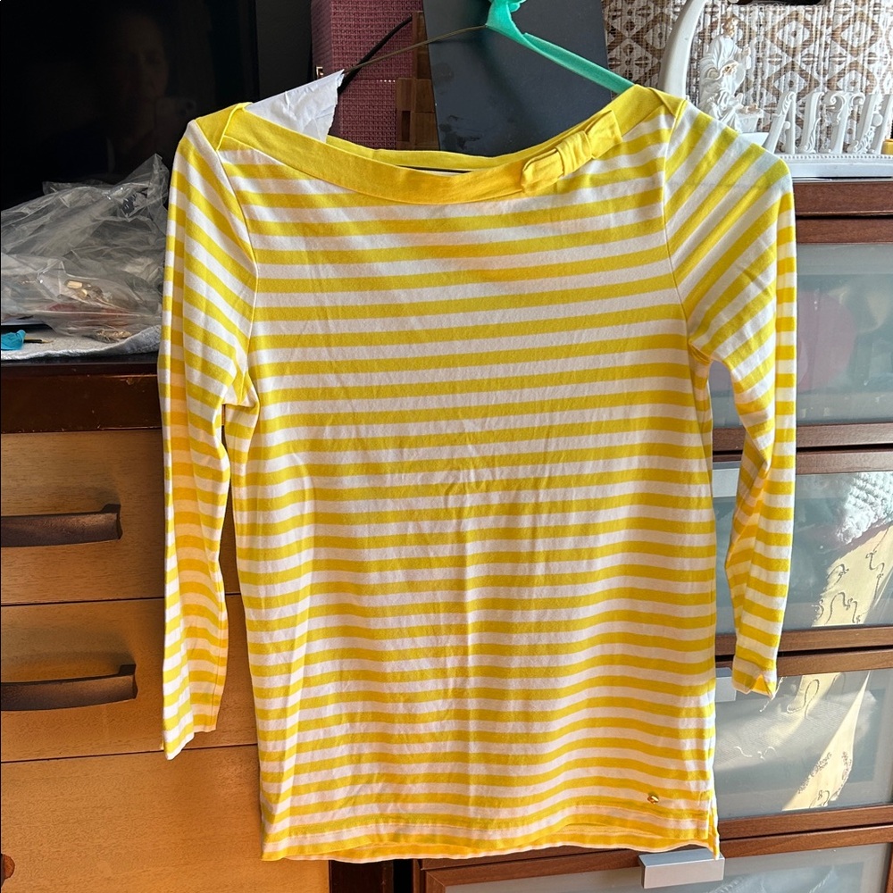 Kate Spade Yellow and White Striped Topsize small